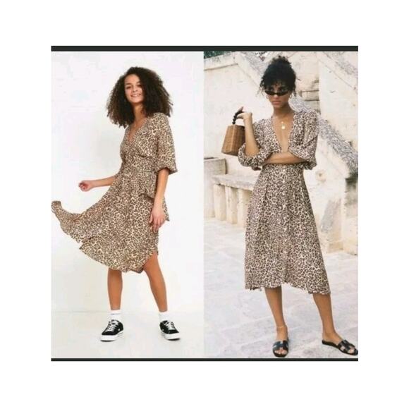 Faithfull the Brand Dresses & Skirts - Faithfull The Brand Women's Marie Louise Leopard Print Midi Dress Size 4